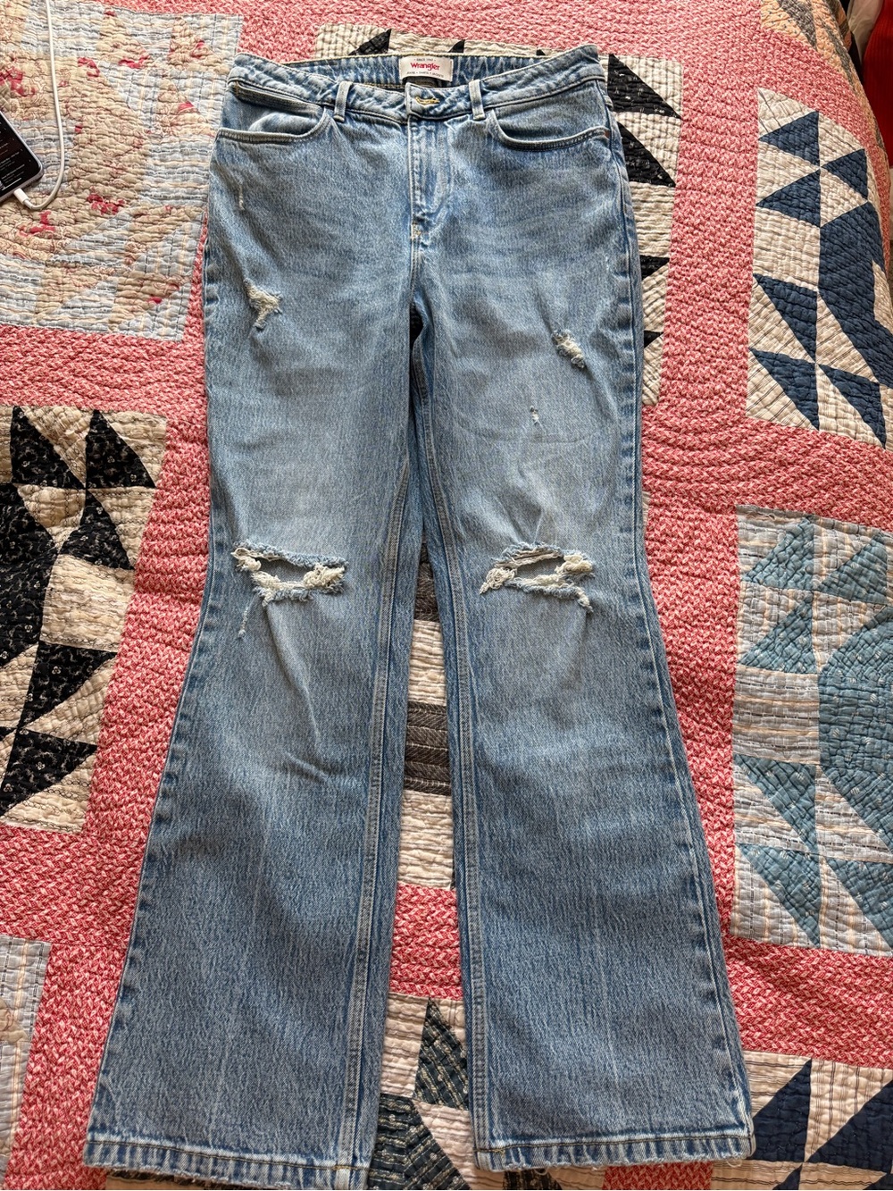 Wrangler Light Blue High Rise Boot cut distressed